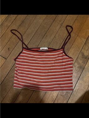 Cotton On Red and Cream Striped Crop Tank